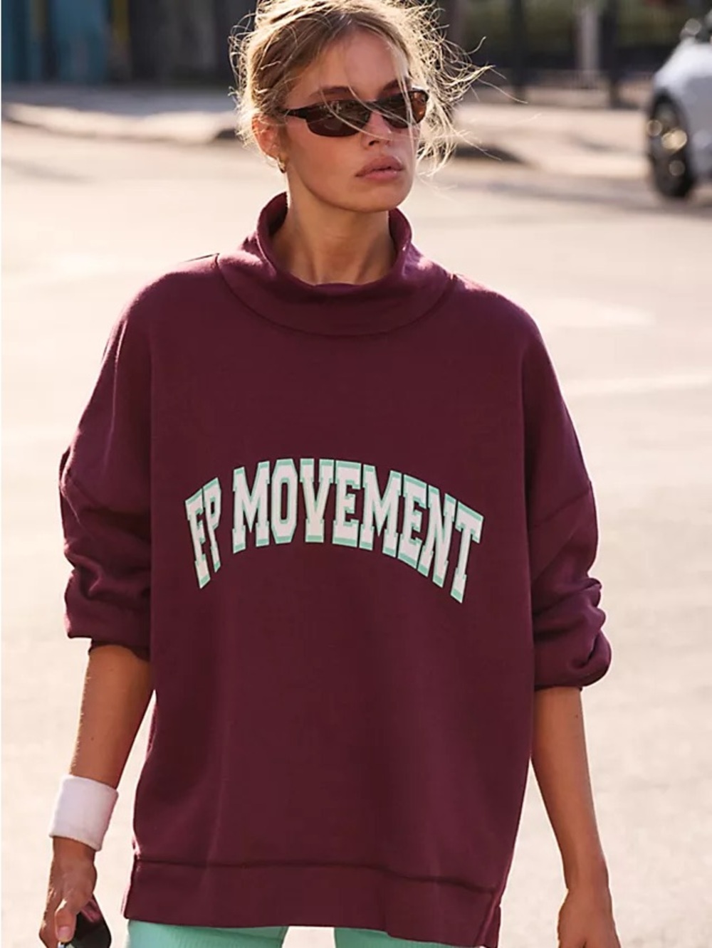 Free People Movement Victory Mock Neck Sweatshirt Size XL